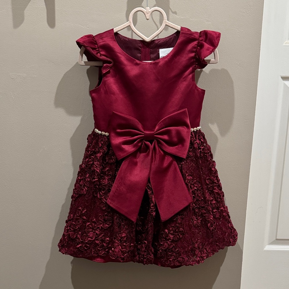 Rare Editions Burgundy Dress with Bow